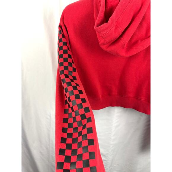 Forever 21 Red Checkered Sleeve Crop Top MEDIUM Womens Juniors Emo - Picture 8 of 9